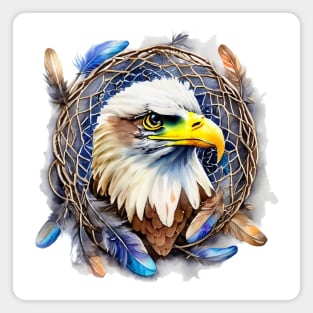 American Eagle With Dreamcatcher With Feathers Magnet